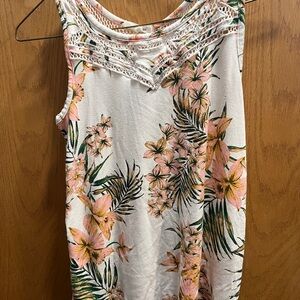 Maurices Tropical Floral Blouse - White and Pink.